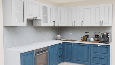 Кухня угловая Белое дерево 3Т Прямоугольник